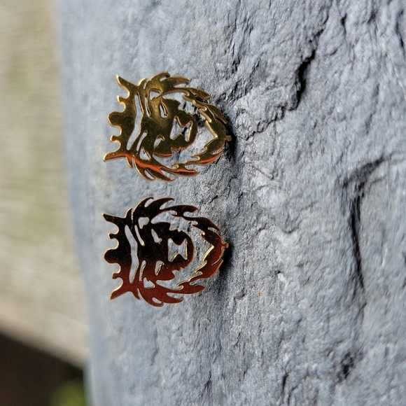 Rastafari Lion 14k Gold Stud Earrings, Lion of Judah, unisex - Picture 4 of 6